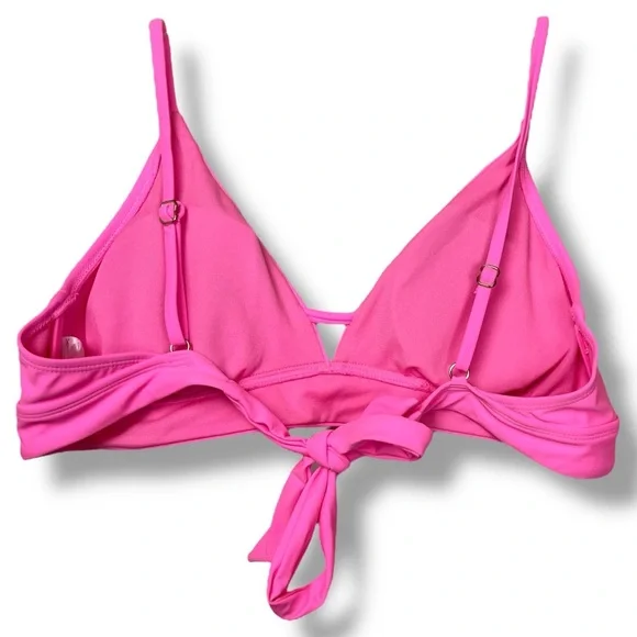 No Boundaries Neon Pink Tie Back Halter Neck Bikini Swim Suit Top Padded size XL - Picture 3 of 5